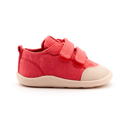 Old Soles 8058 Salty Ground kids leather shoe in Watermelon Canvas with rubber sole detail