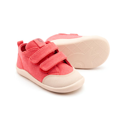 Old Soles 8058 Salty Ground kids leather shoe in Watermelon Canvas with rubber sole detail