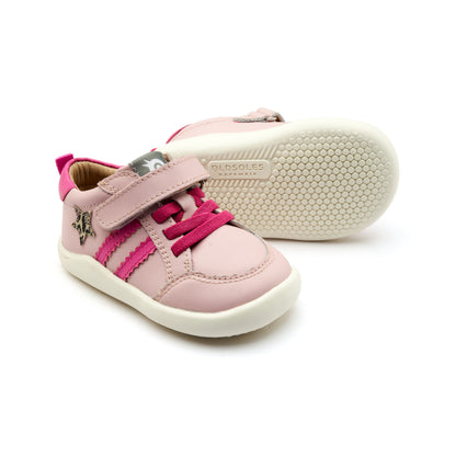 Old Soles 8072 Wos Ground kids leather shoe in Chalk Pink and Candy and Kat with rubber sole detail