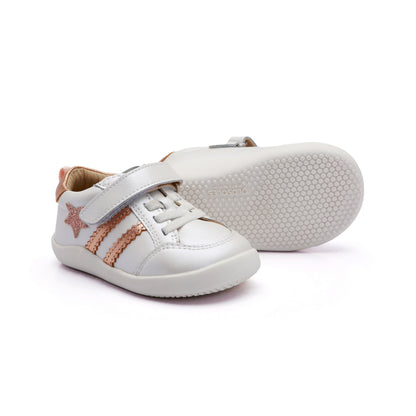 Old Soles 8072 Wos Ground kids leather shoe in Nacardo Blanco, Glam Copper, and Copper with rubber sole detail