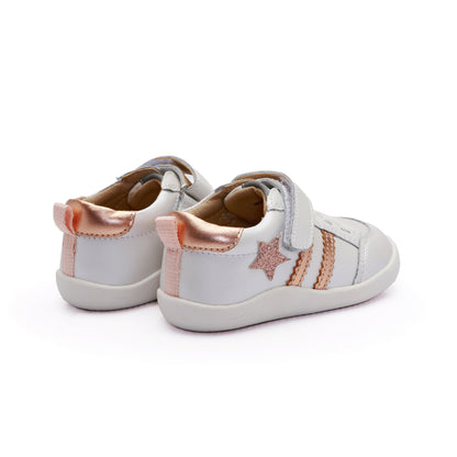 Old Soles 8072 Wos Ground kids leather shoe in Nacardo Blanco, Glam Copper, and Copper with rubber sole detail