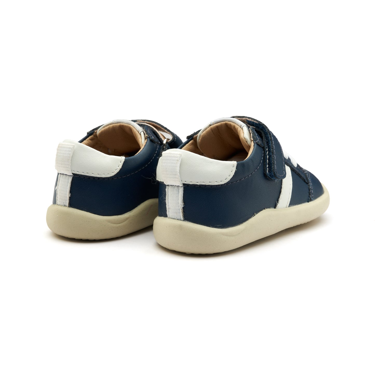 Old Soles 8083 Retro Ground kids leather shoe in Denim and Snow with rubber sole detail