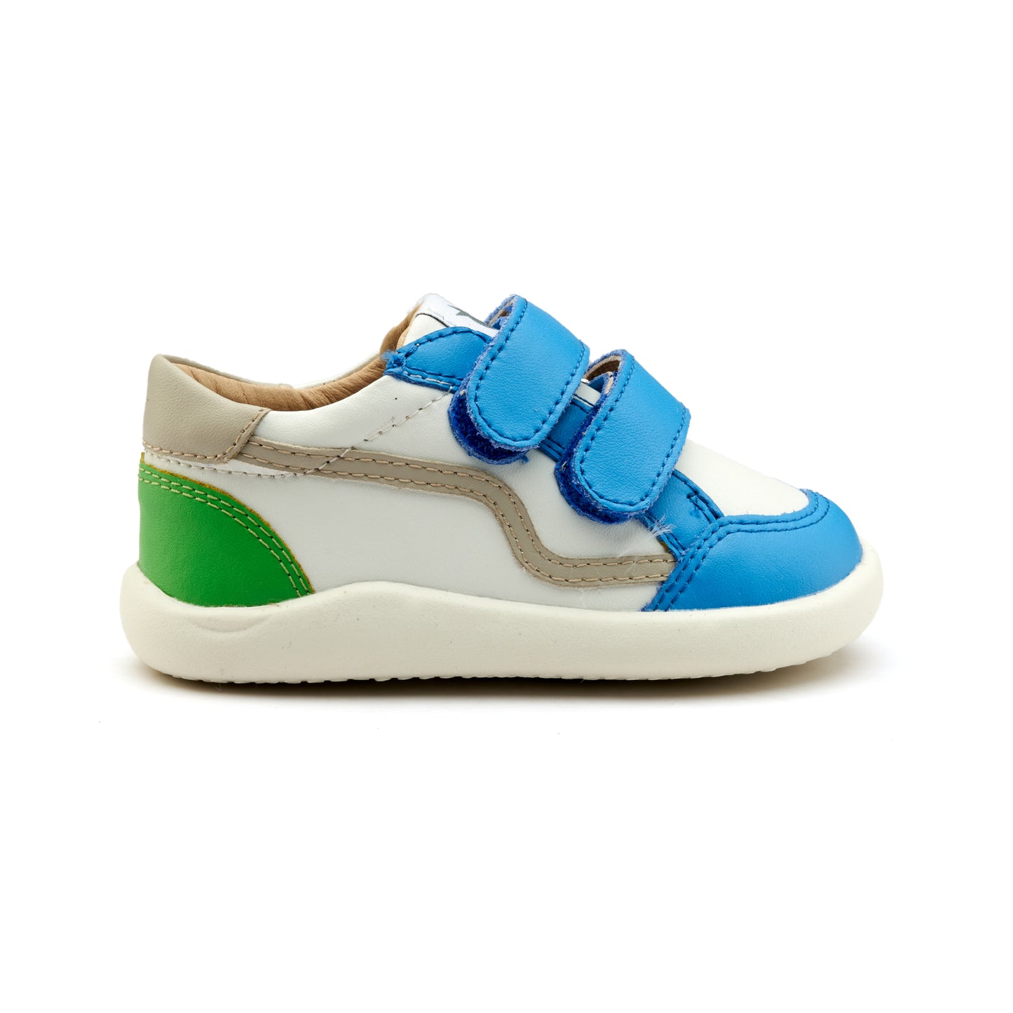 Old Soles 8086 Field Ground kids leather sneaker in Malibu and Snow with rubber sole detail