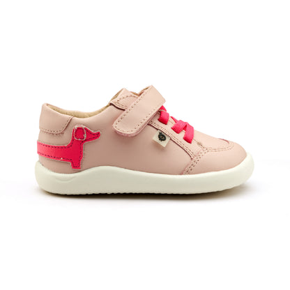 Old Soles 8089 Dash Ground kids leather shoe in Nacardo Dalia and Fluro Pink with rubber sole detail