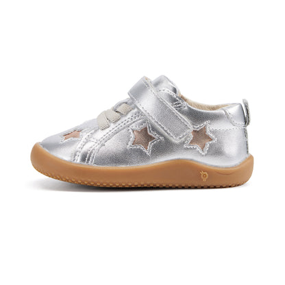 Old Soles 8091 Gazer Ground kids leather shoe in Silver and Copper with rubber sole detail