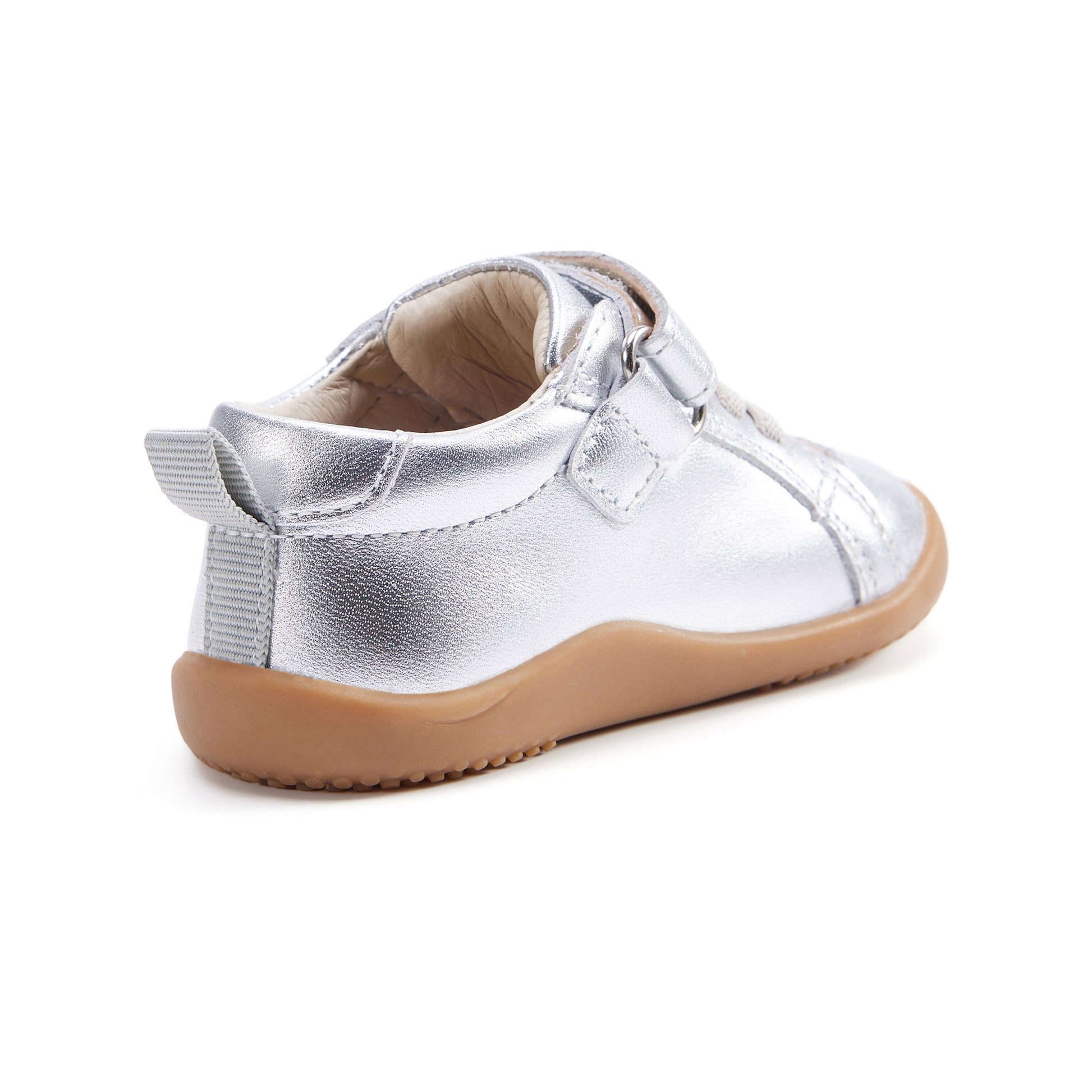Old Soles 8091 Gazer Ground kids leather shoe in Silver and Copper with rubber sole detail