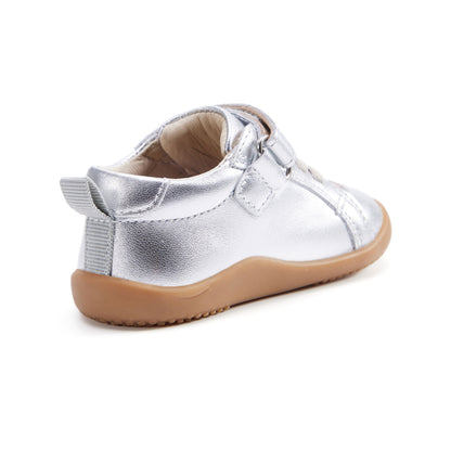 Old Soles 8091 Gazer Ground kids leather shoe in Silver and Copper with rubber sole detail