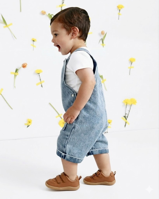 Old Soles 8102 7-Days Ground kids leather shoe in Chalk Pink with rubber sole detail