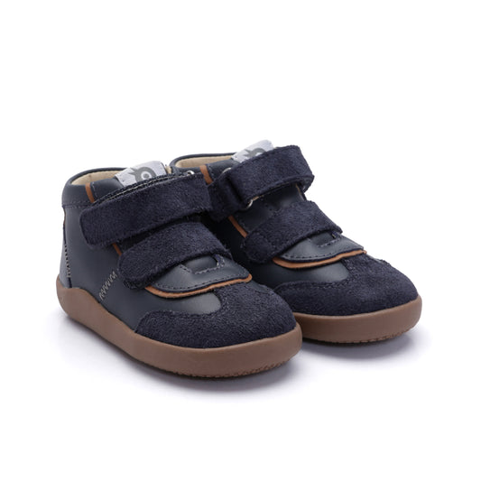 Old Soles 8107 High Zigsta kids leather sneaker in Navy with classic detail