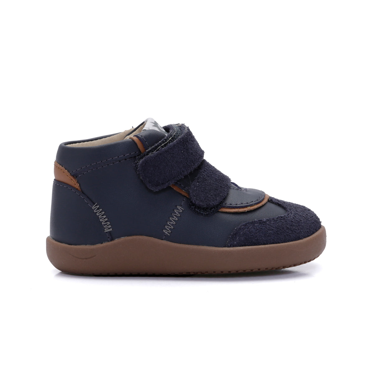 Old Soles 8107 High Zigsta kids leather sneaker in Navy with classic detail