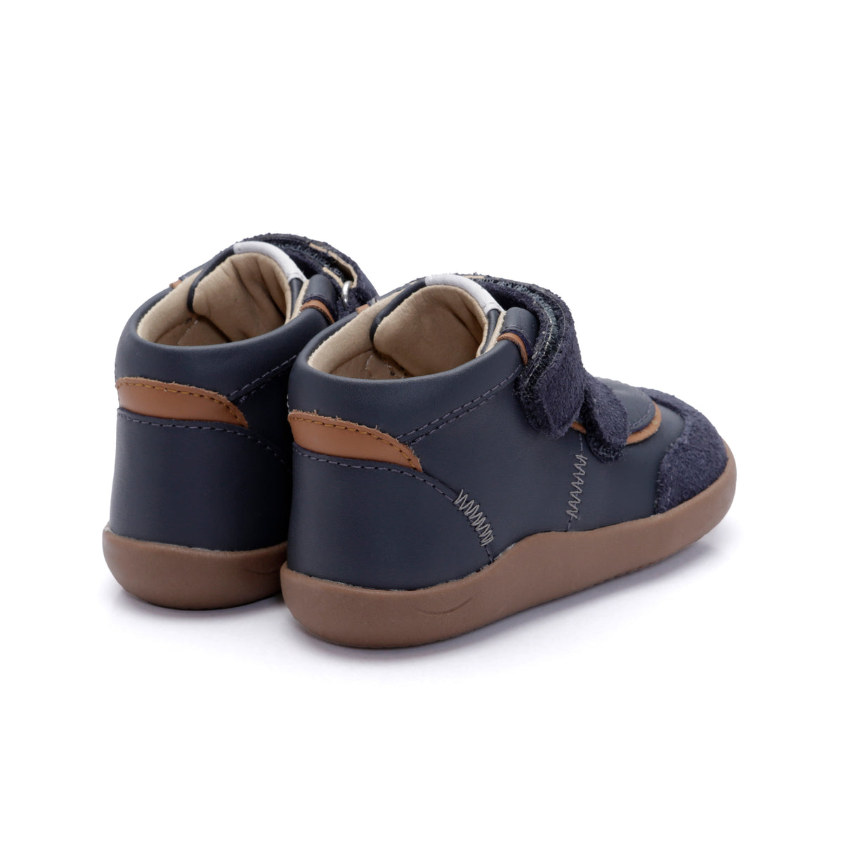Old Soles 8107 High Zigsta kids leather sneaker in Navy with classic detail