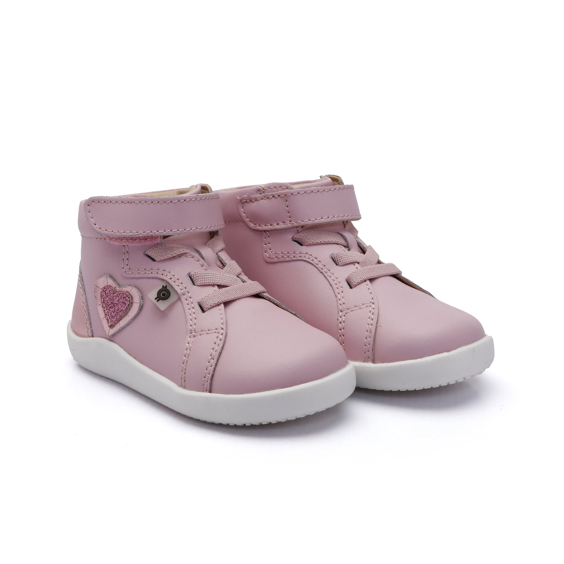 Old Soles 8111 Ruffle Heart kids leather flat in Chalk Pink and Pink Frost and Glam Pink with ruffle detail
