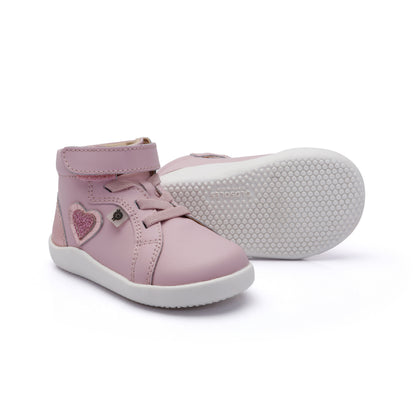 Old Soles 8111 Ruffle Heart kids leather flat in Chalk Pink and Pink Frost and Glam Pink with ruffle detail