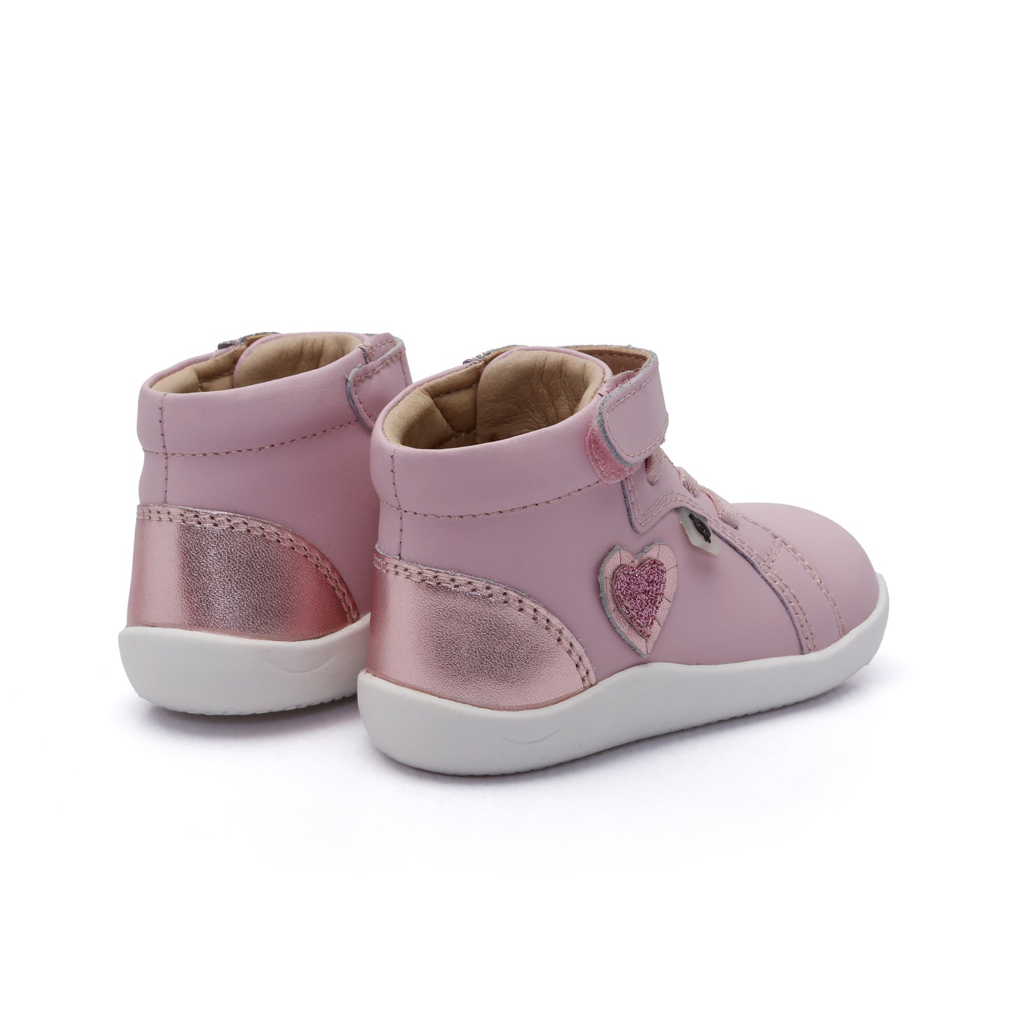 Old Soles 8111 Ruffle Heart kids leather flat in Chalk Pink and Pink Frost and Glam Pink with ruffle detail