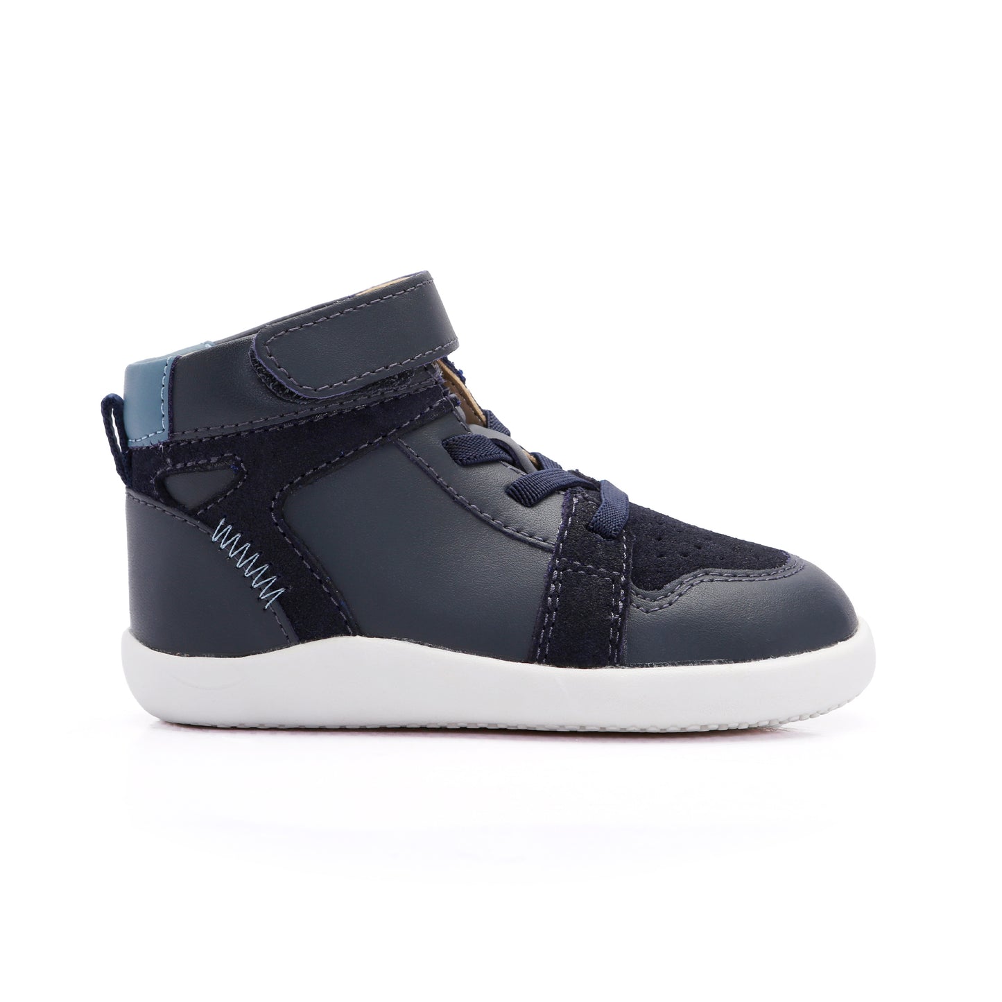 Old Soles 8113 High Jump Ground kids leather shoe in Navy and Indigo with rubber sole detail