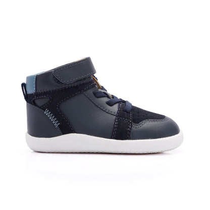 Old Soles 8113 High Jump Ground kids leather shoe in Navy and Indigo with rubber sole detail