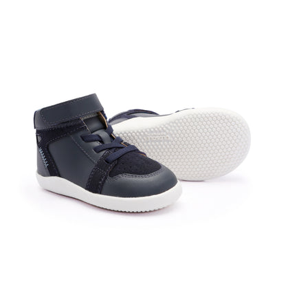 Old Soles 8113 High Jump Ground kids leather shoe in Navy and Indigo with rubber sole detail