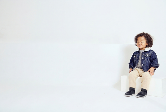 Old Soles 8113 High Jump Ground kids leather shoe in Navy and Indigo with rubber sole detail