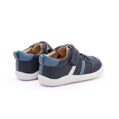 Old Soles 8114 Rangler Ground kids leather shoe in Navy and Indigo and White with rubber sole detail
