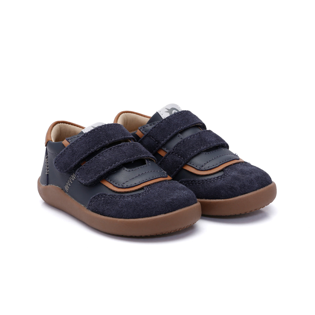 Old Soles 8123 Zigsta Ground kids leather sneaker in Navy with classic detail