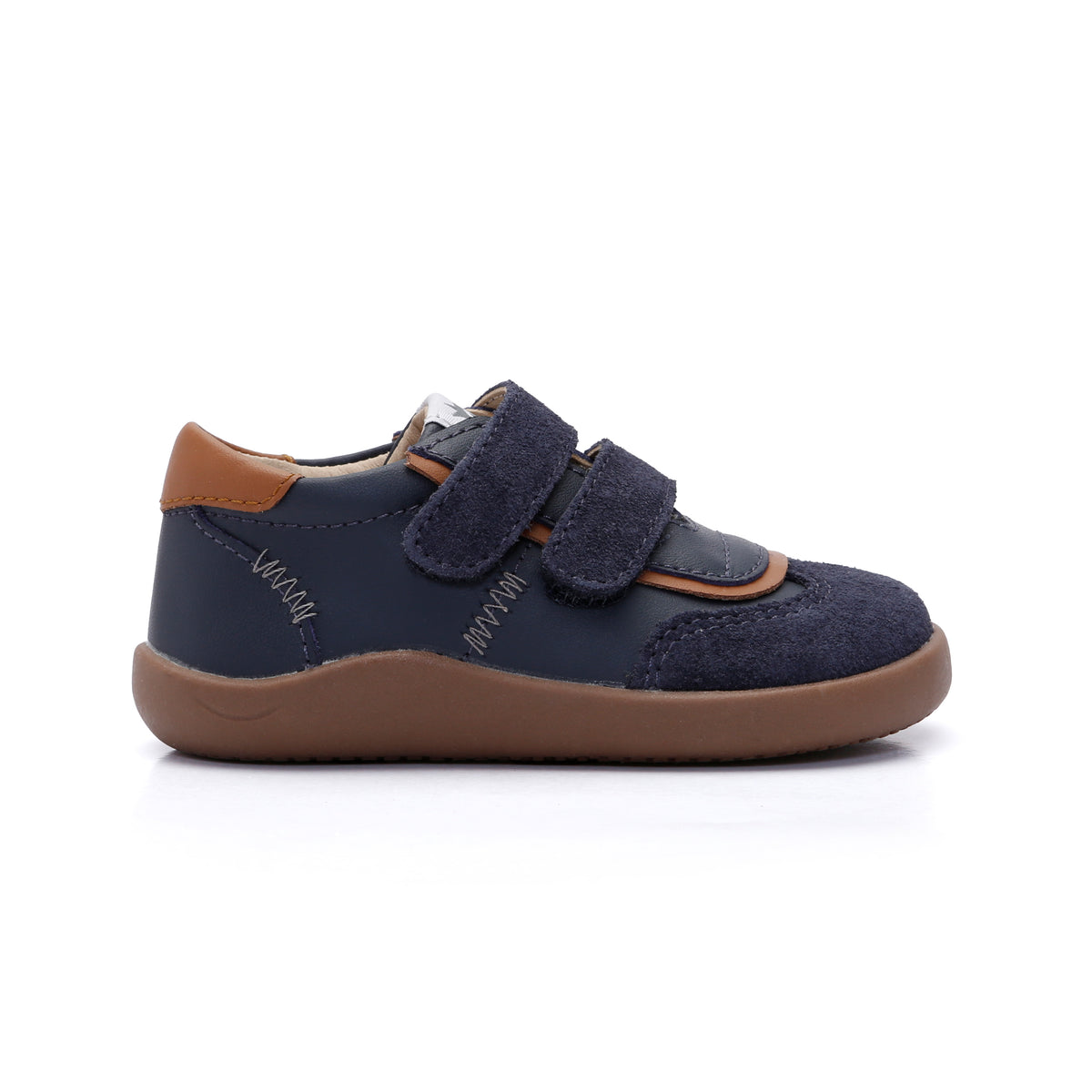 Old Soles 8123 Zigsta Ground kids leather sneaker in Navy with classic detail