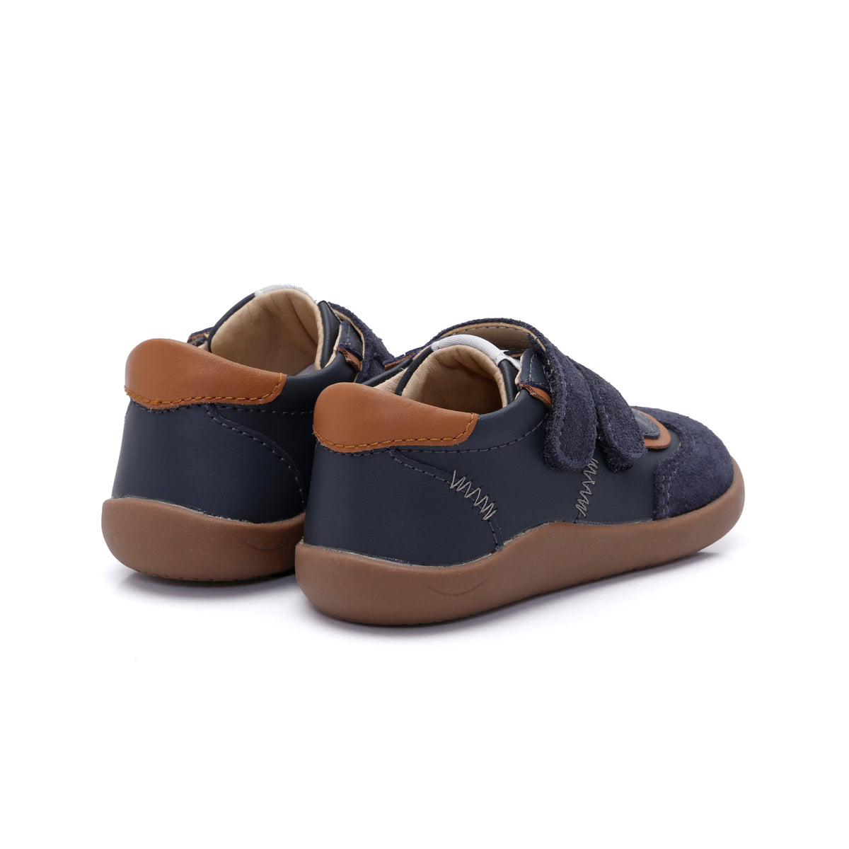 Old Soles 8123 Zigsta Ground kids leather sneaker in Navy with classic detail
