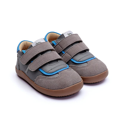 Old Soles 8123 Zigsta Ground kids leather sneaker in Shadow with classic detail