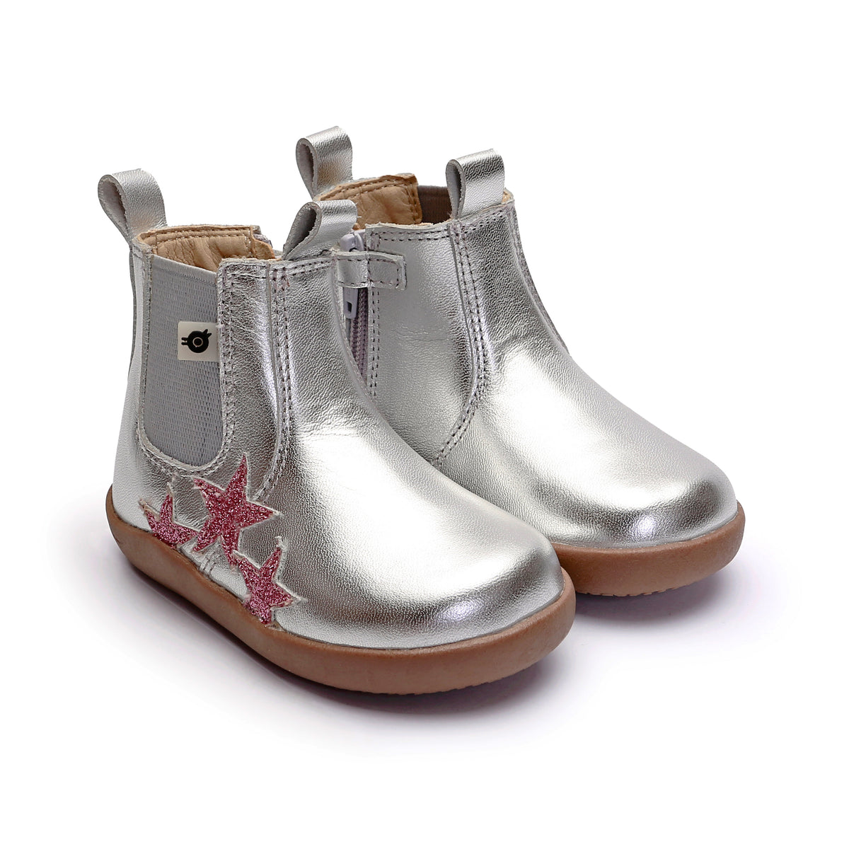 Old Soles 8125 Podium Boot kids leather boot in Silver and Glam Pink with classic detail