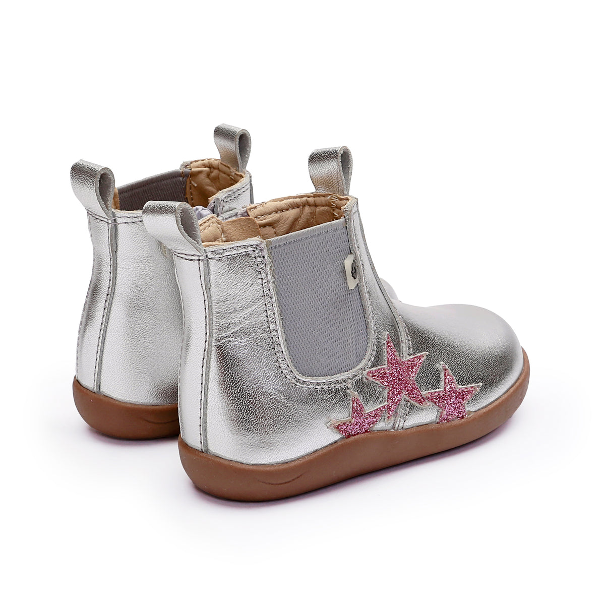 Old Soles 8125 Podium Boot kids leather boot in Silver and Glam Pink with classic detail