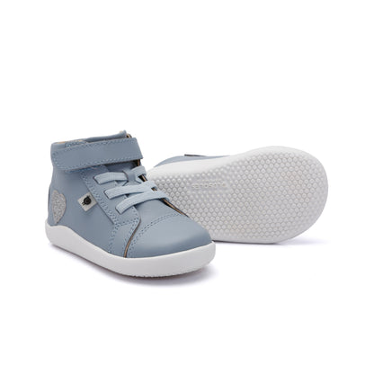 Old Soles 8126 Love Ground kids leather sneaker in Dusty Blue with classic detail