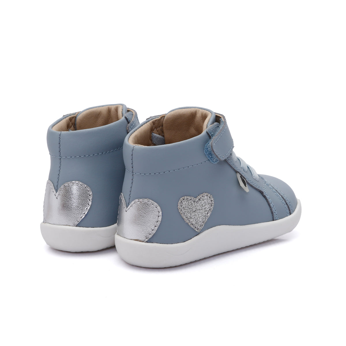 Old Soles 8126 Love Ground kids leather sneaker in Dusty Blue with classic detail