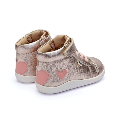 Old Soles 8126 Love Ground kids leather sneaker in Metal Lychee with classic detail