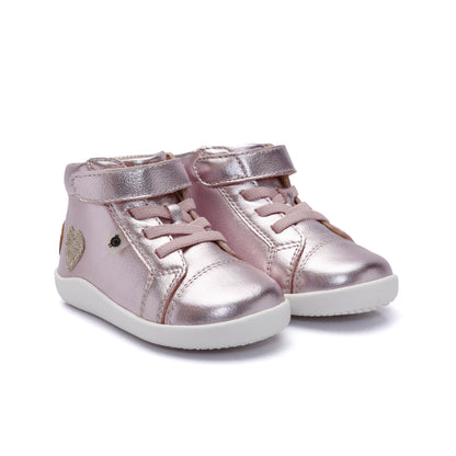 Old Soles 8126 Love Ground kids leather sneaker in Millet Pink with classic detail
