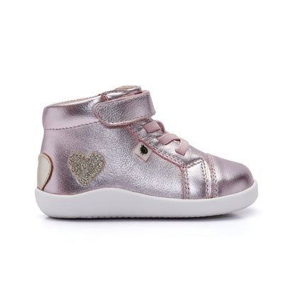 Old Soles 8126 Love Ground kids leather sneaker in Millet Pink with classic detail