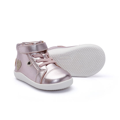 Old Soles 8126 Love Ground kids leather sneaker in Millet Pink with classic detail