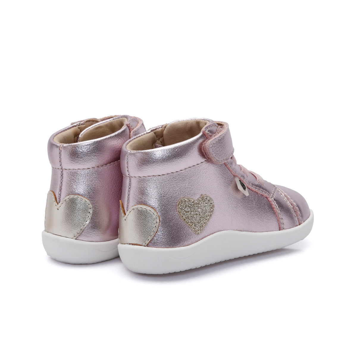 Old Soles 8126 Love Ground kids leather sneaker in Millet Pink with classic detail