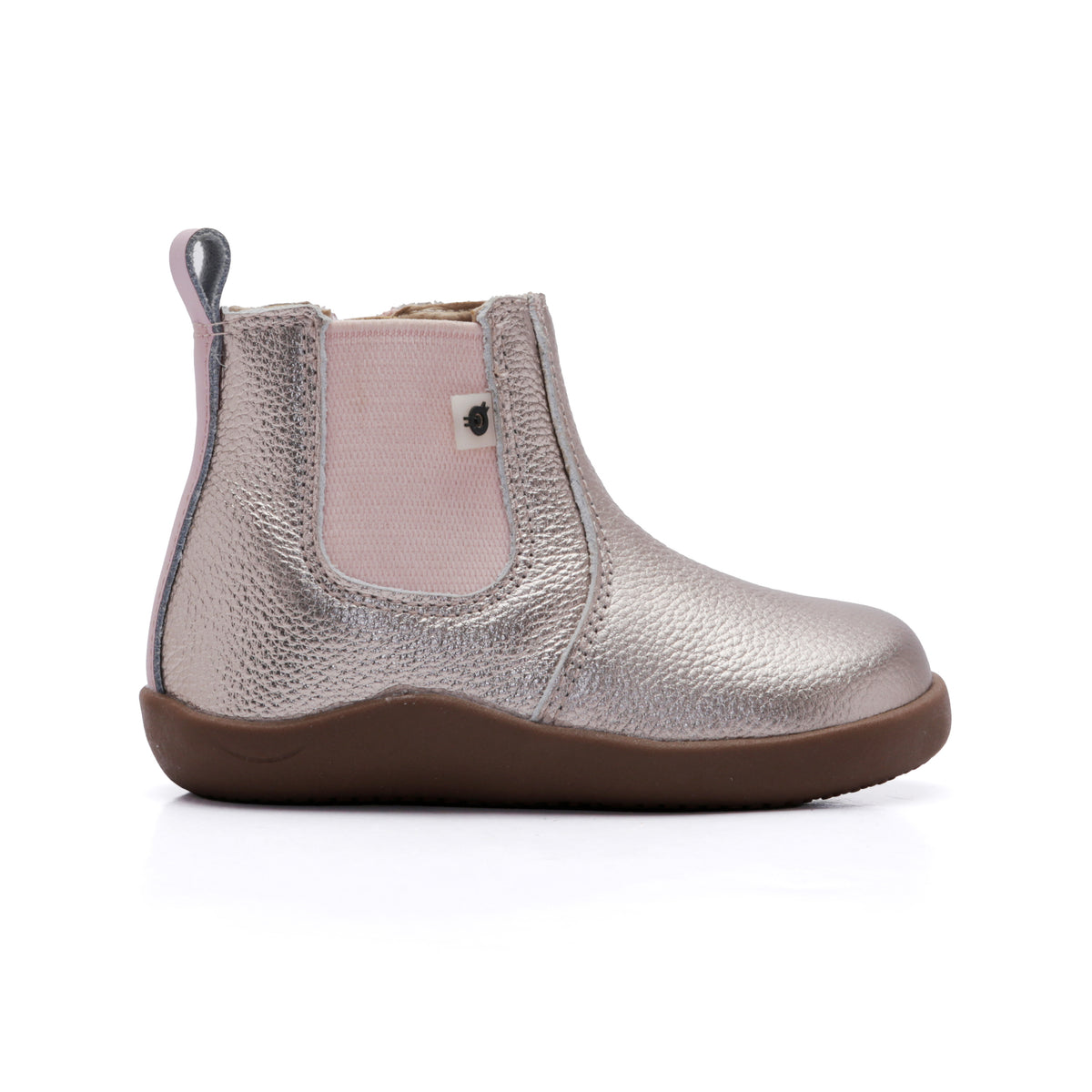 Old Soles 8128 Boost Boot kids leather boot in Metal Lychee and Chalk Pink with classic detail