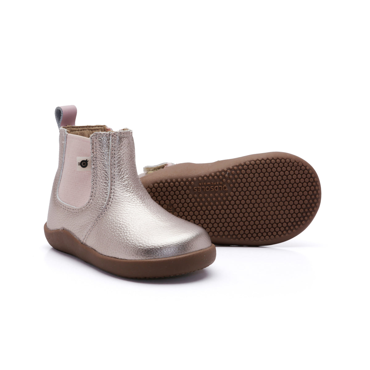 Old Soles 8128 Boost Boot kids leather boot in Metal Lychee and Chalk Pink with classic detail