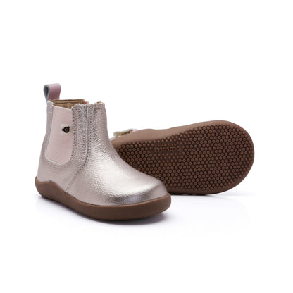 Old Soles 8128 Boost Boot kids leather boot in Metal Lychee and Chalk Pink with classic detail