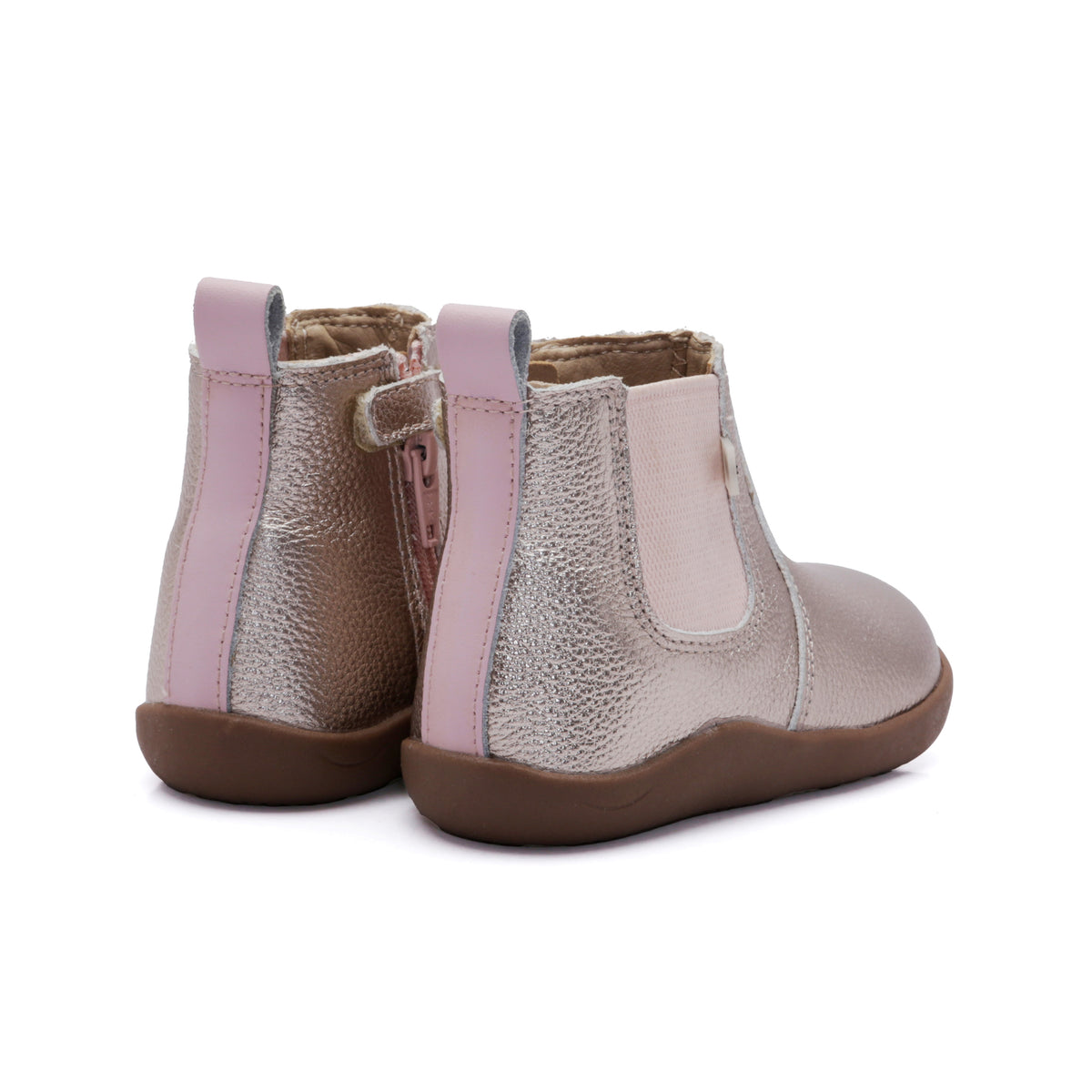 Old Soles 8128 Boost Boot kids leather boot in Metal Lychee and Chalk Pink with classic detail