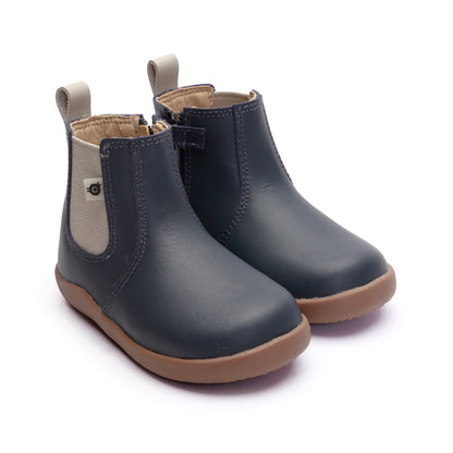 Old Soles 8128 Boost Boot kids leather boot in Navy and Gris with classic detail
