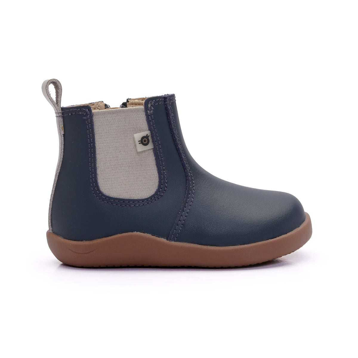Old Soles 8128 Boost Boot kids leather boot in Navy and Gris with classic detail