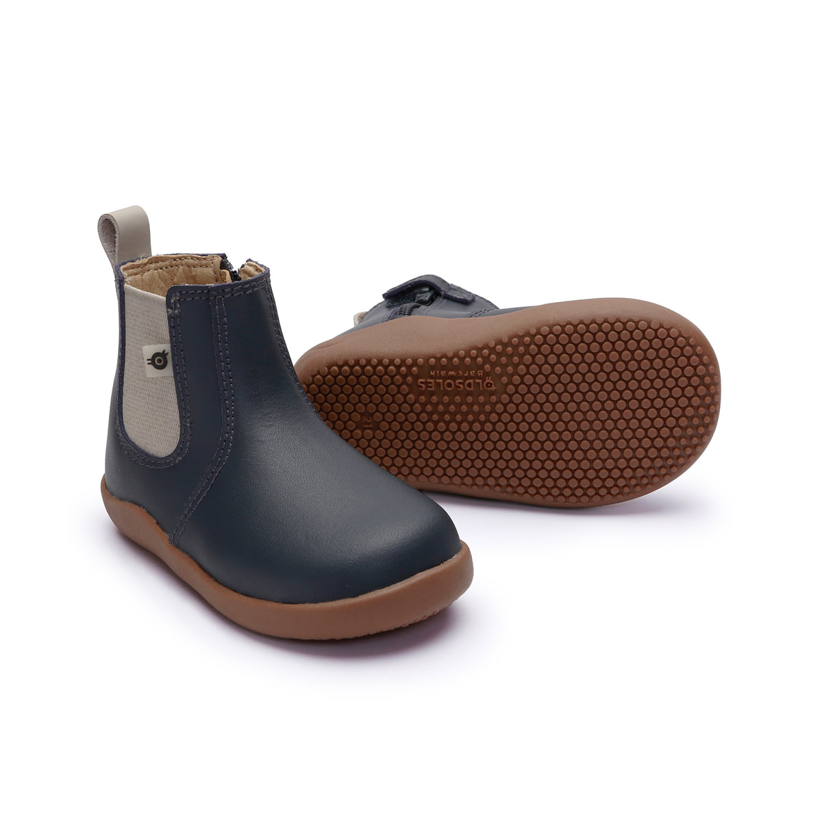 Old Soles 8128 Boost Boot kids leather boot in Navy and Gris with classic detail