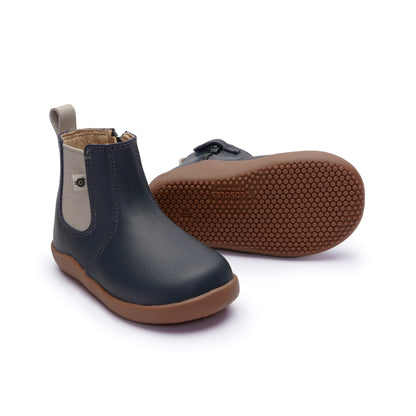 Old Soles 8128 Boost Boot kids leather boot in Navy and Gris with classic detail