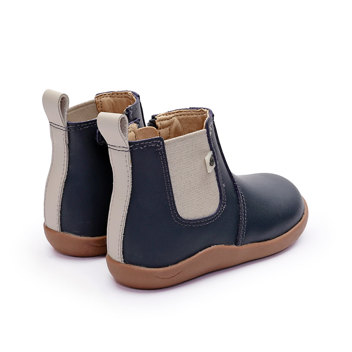 Old Soles 8128 Boost Boot kids leather boot in Navy and Gris with classic detail