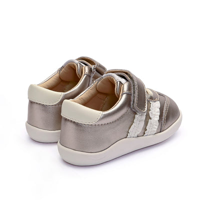 Old Soles 8129 Bee Ground kids leather sneaker in Millet Gold with classic detail