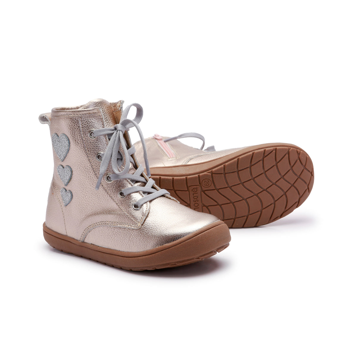 Old Soles 9016 Joy Swag kids leather sneaker in Metal Lychee with classic detail