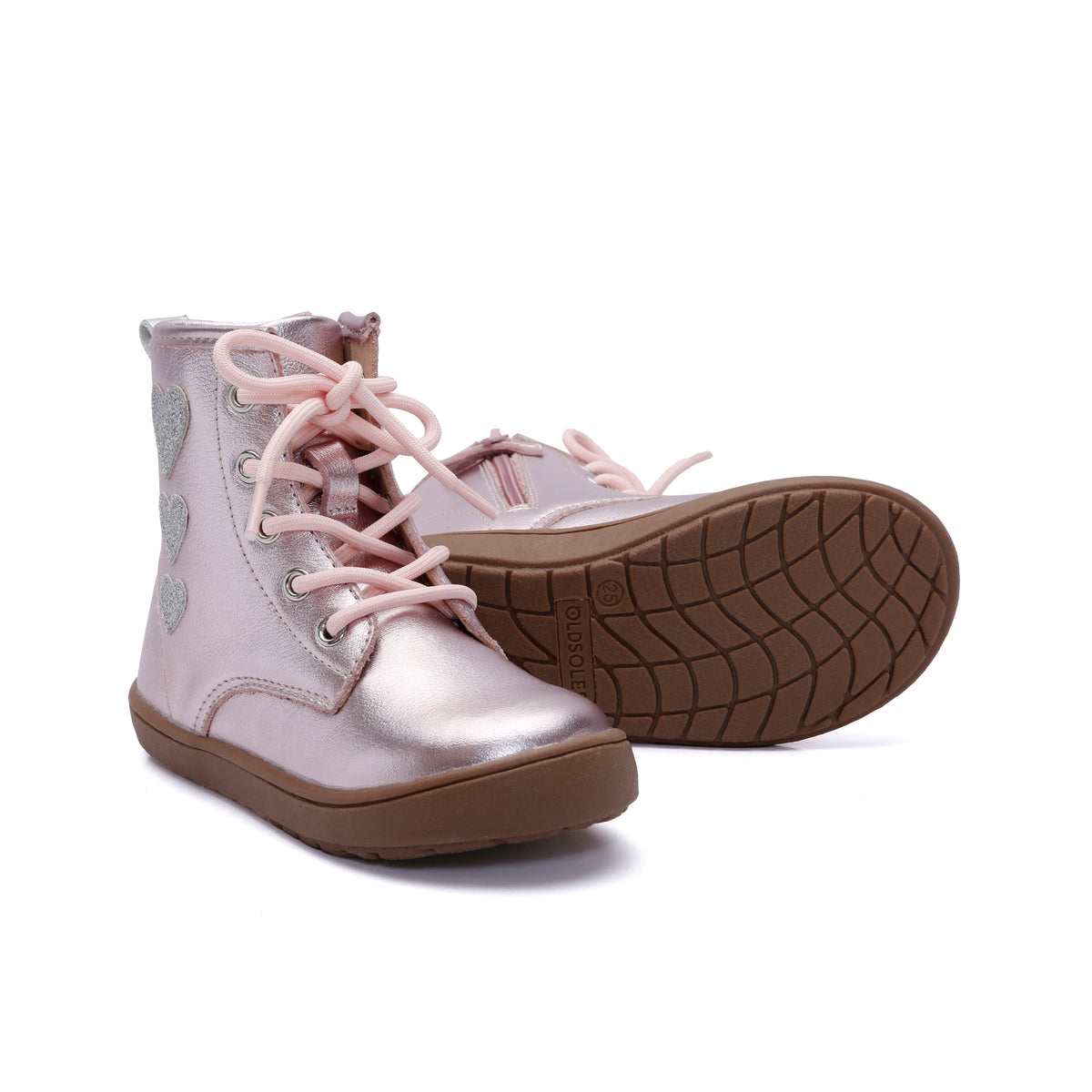 Old Soles 9016 Joy Swag kids leather sneaker in Millet Pink with classic detail