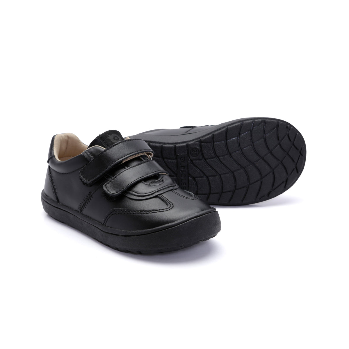 Old Soles 9018 Hardy Zigsta kids leather sneaker in Black with classic detail