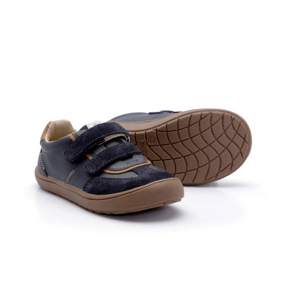 Old Soles 9018 Hardy Zigsta kids leather sneaker in Navy with classic detail